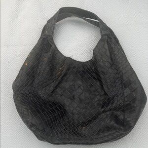 Chic Black Textured Women's Hobo Bag